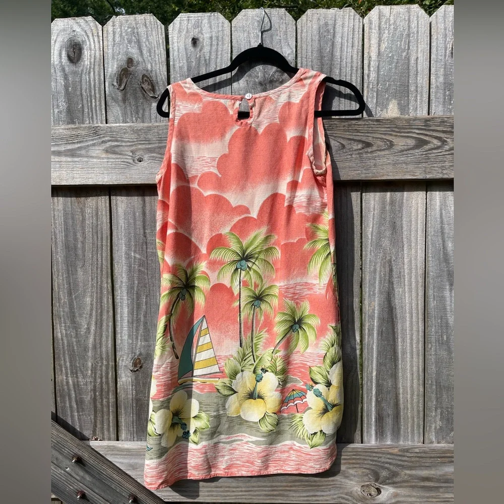Tommy Bahama Coral and Green Tropical Midi Dress - Picture 6 of 8